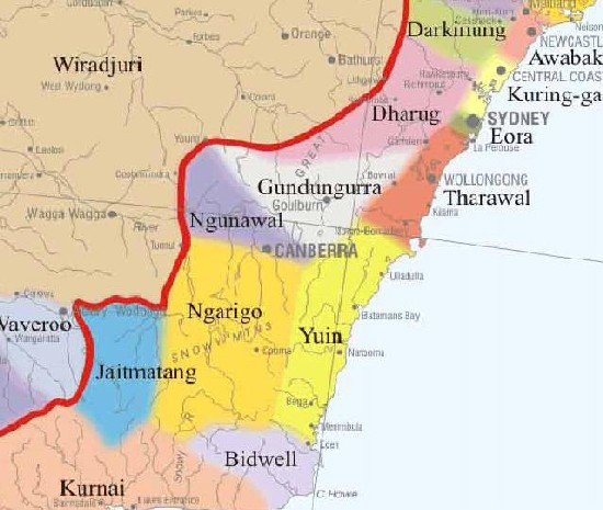 Indigenous zones around Canberra