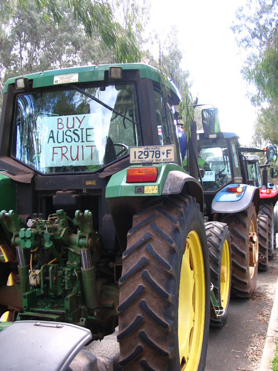 Tractors with signs