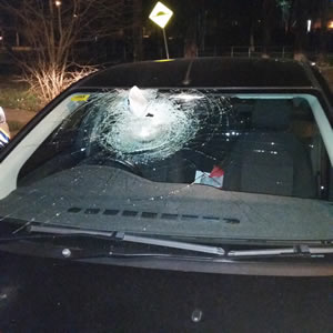 Witnesses sought; rock thrown at moving vehicle