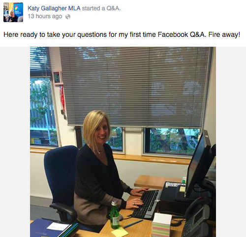 Katy Gallagher's first Facebook Q&A