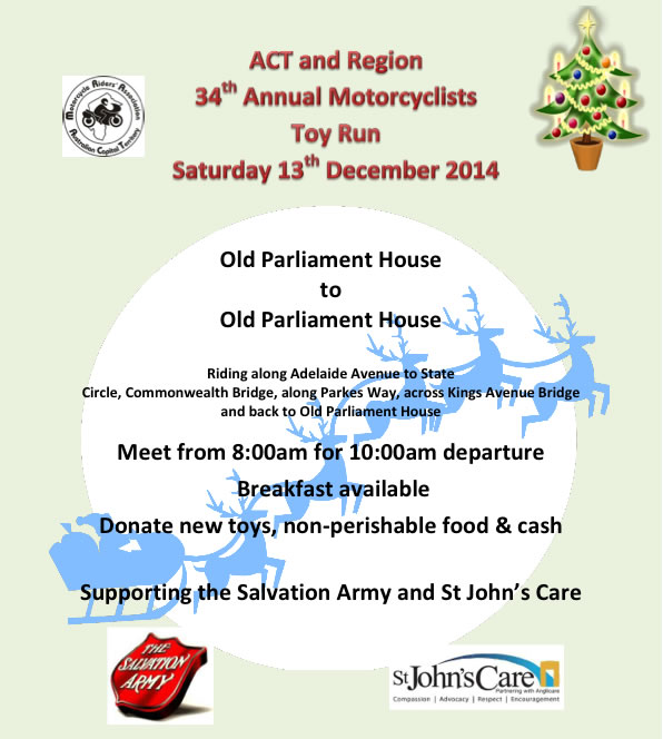 2014 ACT and Region Motorcyclist’s ANNUAL TOY RUN