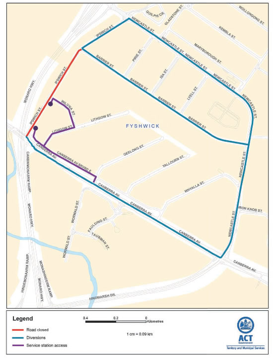 Ipswich Street closure map