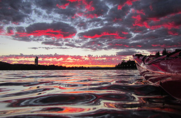 Lake Burley Griffin sunrise pink
