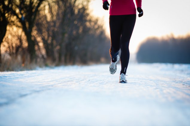 Woman running in cold weather