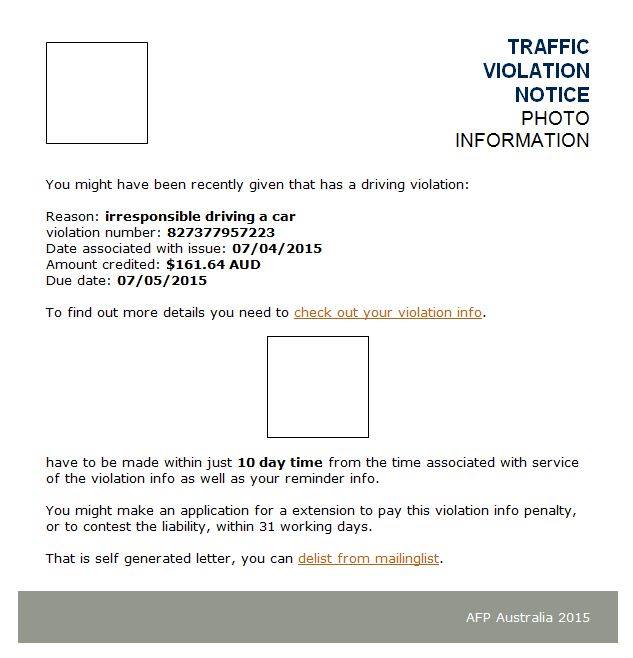 Another traffic infringement notice scam