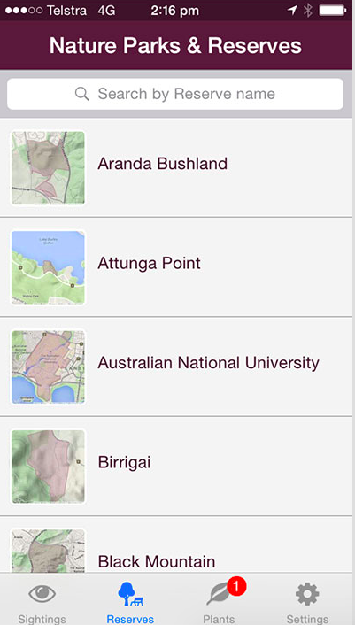 canberra nature map