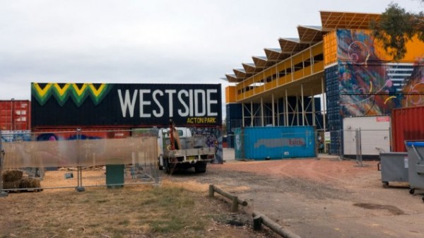 Westside shipping container village. Photo: Paul Costigan