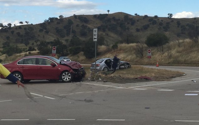 Woman critical after Gundagai collision, police establish crime scene