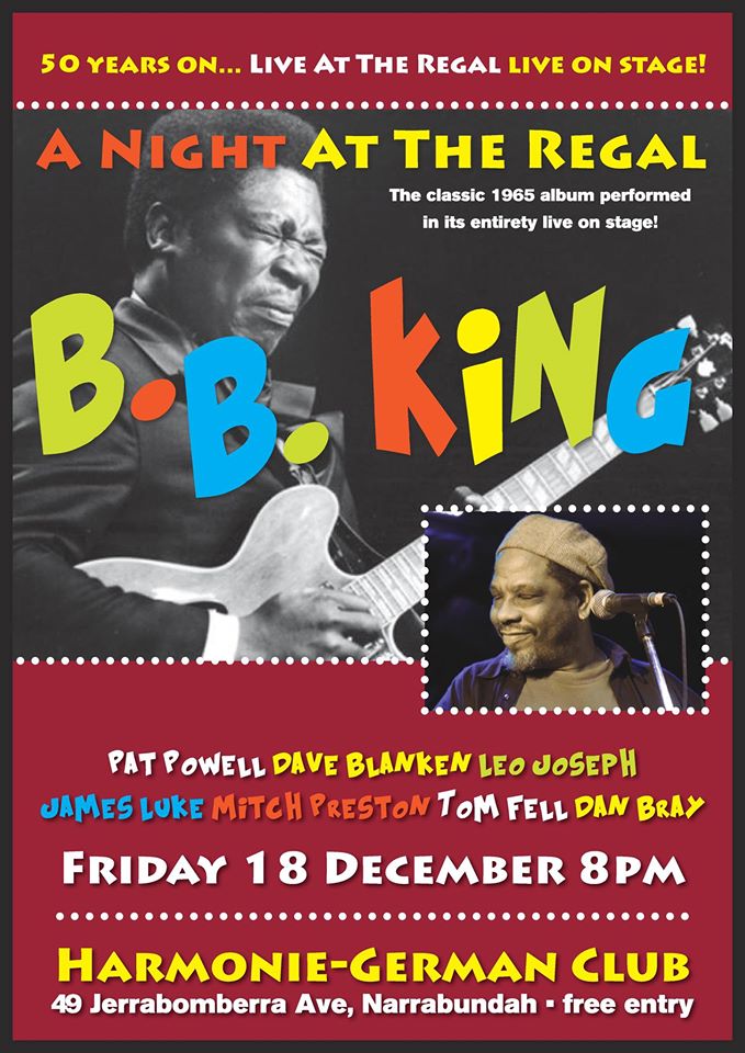 Friday Night Live - Pat Powell Band: BB King Tribute - 18 December at 8 pm