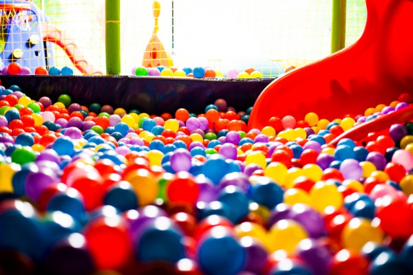 Multicolored balls in a playground