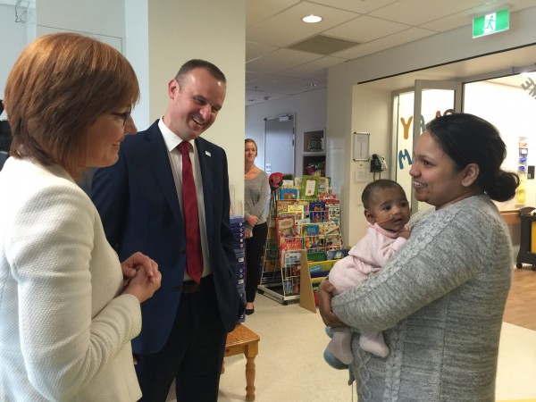 Meegan Fitzharris and Andrew Barr at the Centenary Hospital for Women