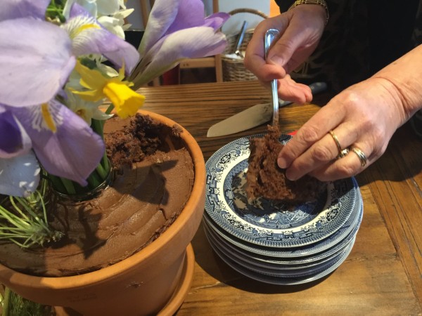 Chocolate flower pot cake