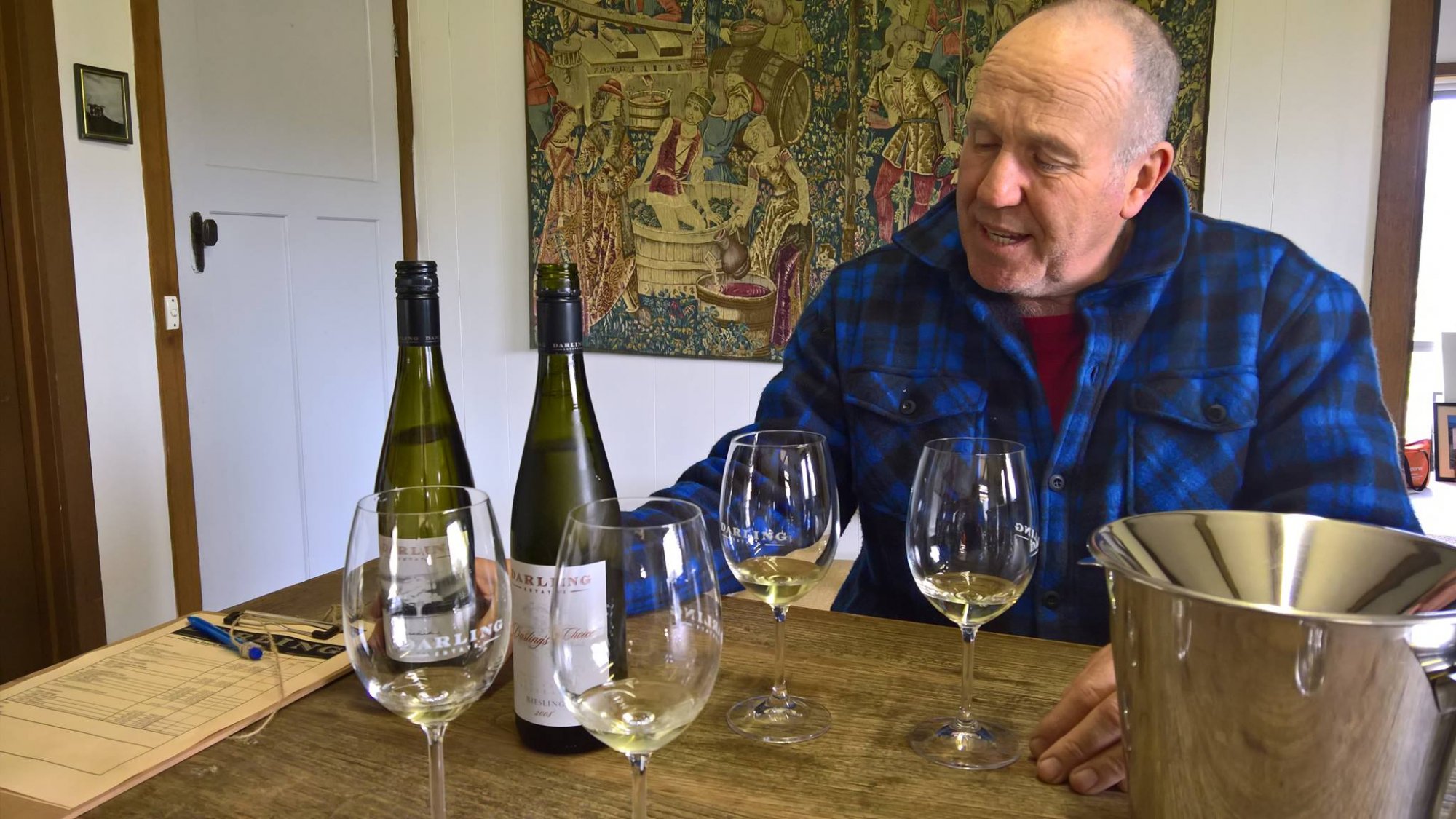 Tasting wines and chatting with John Darling at Darling Estate
