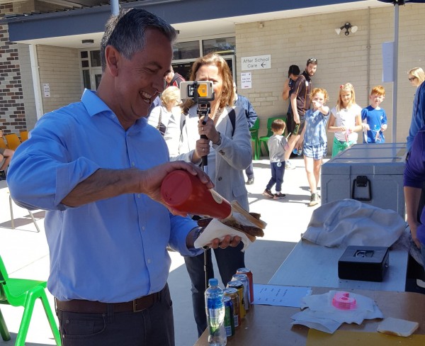 Jeremy Hanson enjoying his Democracy Sausage