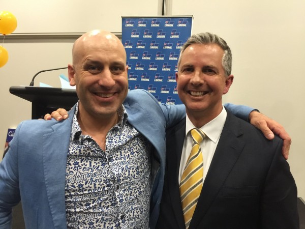 Liberals leader Jeremy Hanson (right) with Liberals' campaign director Daniel Clode.