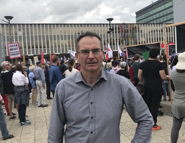 Jon Stanhope at today's rally. Photo: Charlotte Harper