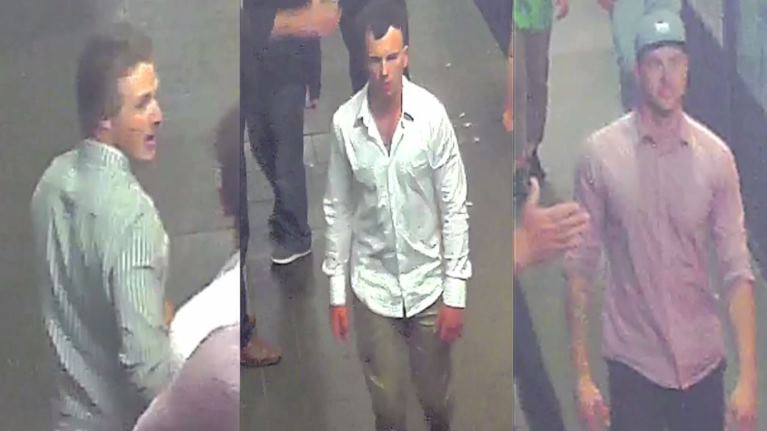 Police seek to identify and speak to these three men in relation to an assault in Bible Lane on October 30. Photo: CCTV