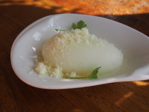 blurred limes: lime sorbet, tequila gel, salted blood orange snow