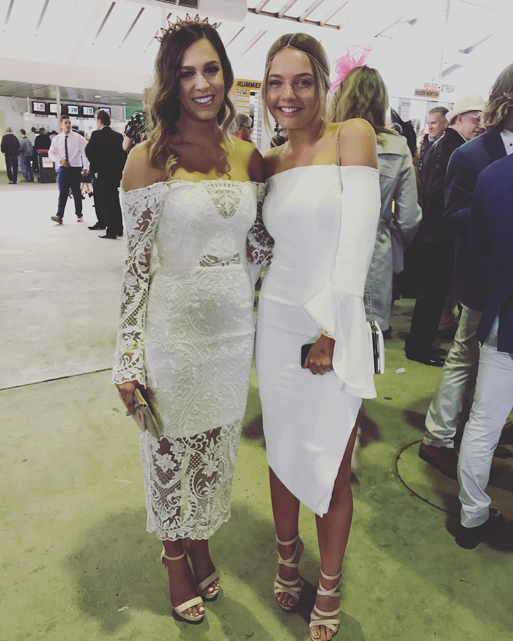 Georgia Wood and Jemma Griffiths were the belles of the betting ring. Photo: Charlotte Harper