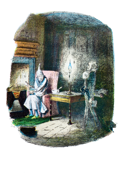 Scrooge's Visit from Marley. Illustration of A Christmas Carol by John Leech (1817-1864)