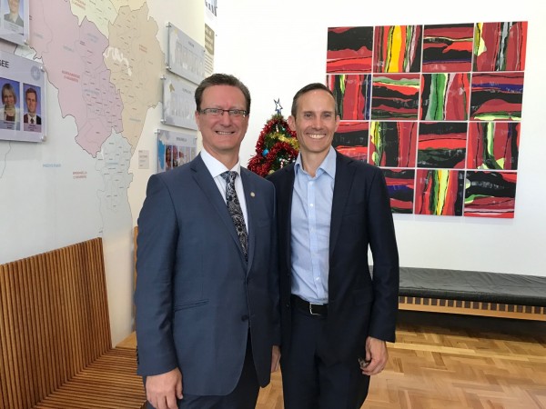 Labor MLA Gordon Ramsay with Federal ALP MP Andrew Leigh. Photo: Charlotte Harper