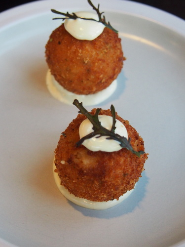 Salted cold croquettes with chargrilled lemon aioli