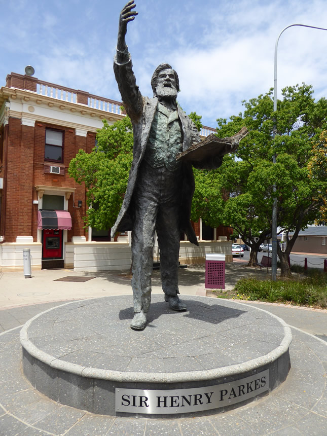 Statue of Henry Parkes in main street of Parkes