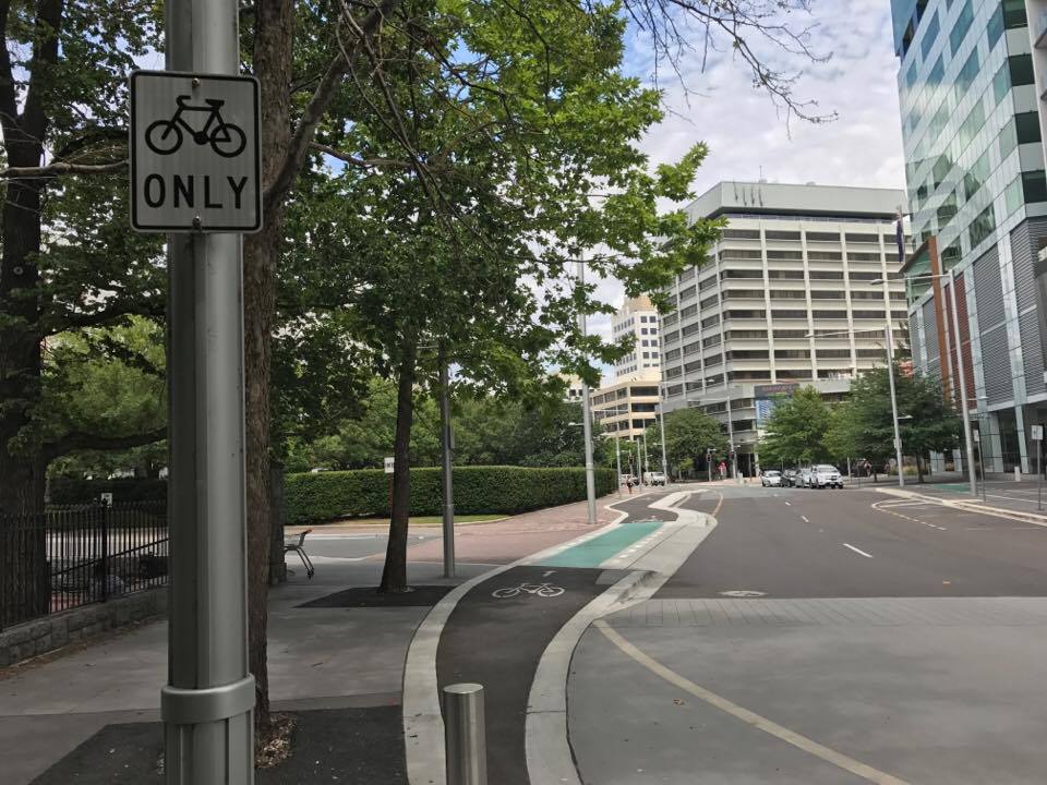 Separated bike path on the Civic Cycle Loop 