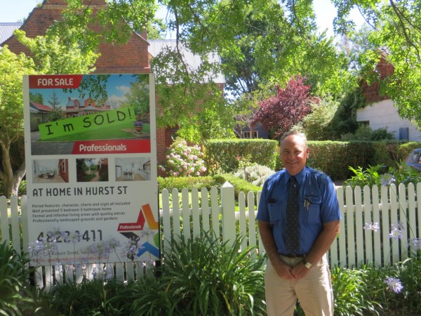 Caption: Allan McDonald outside a prestigious 1909 home in Hurst Street, Goulburn, listed for $905,000, which sold recently. Photo: John Thistleton.