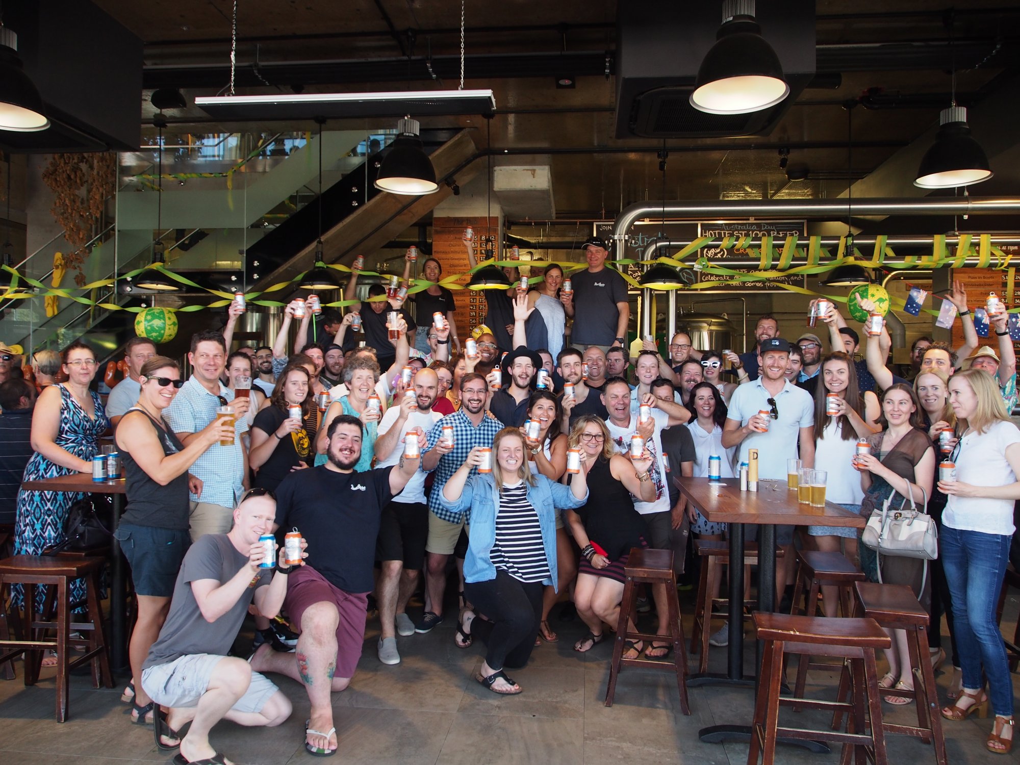 Patrons and staff celebrate BentSpoke Crankshaft winning number 8 in Hottest 100 beers