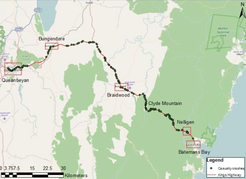 Crash distributions along Kings Highway, 2007-2011