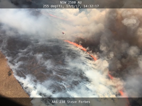 The fire near Tarago yesterday. Photo: NSW RFS