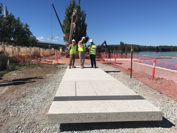 Concrete slab awaiting positioning. Photo: Charlotte Harper