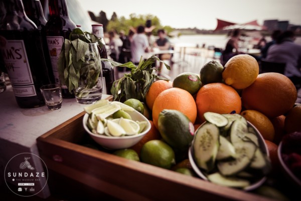 Bar with ingredients for making cocktails