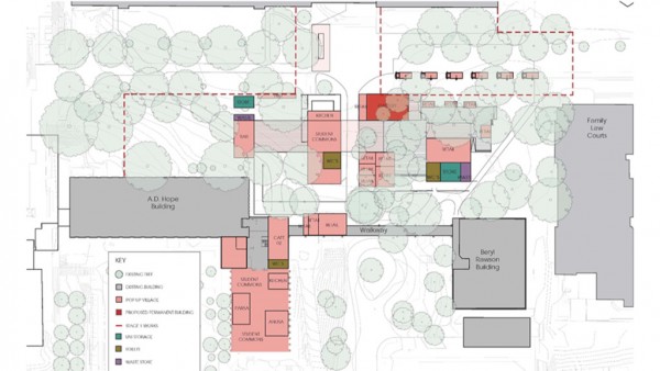 A concept diagram of the pop-up village. 