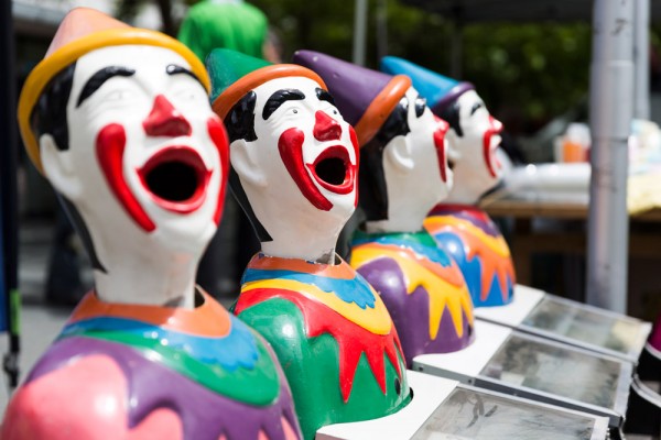 Clown heads at the show
