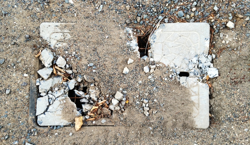 Roadside damage by heavy trucks in Beltana Road, Pialligo