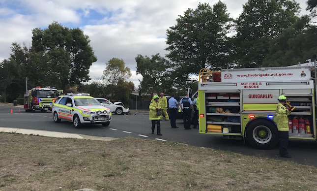 The scene of the accident on Caley Crescent in Narrabundah. Photo: Charlotte Harper