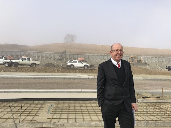 Stephen Byron at the construction site this morning. Photo: Charlotte Harper