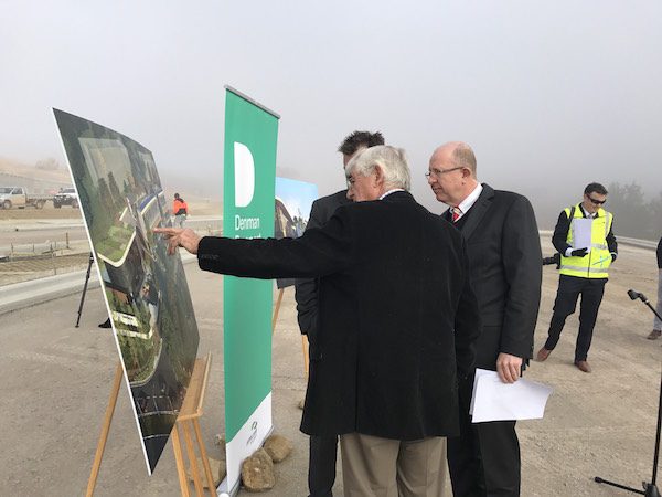 Terry Snow discusses the development with Stephen Byron. Photo: Charlotte Harper