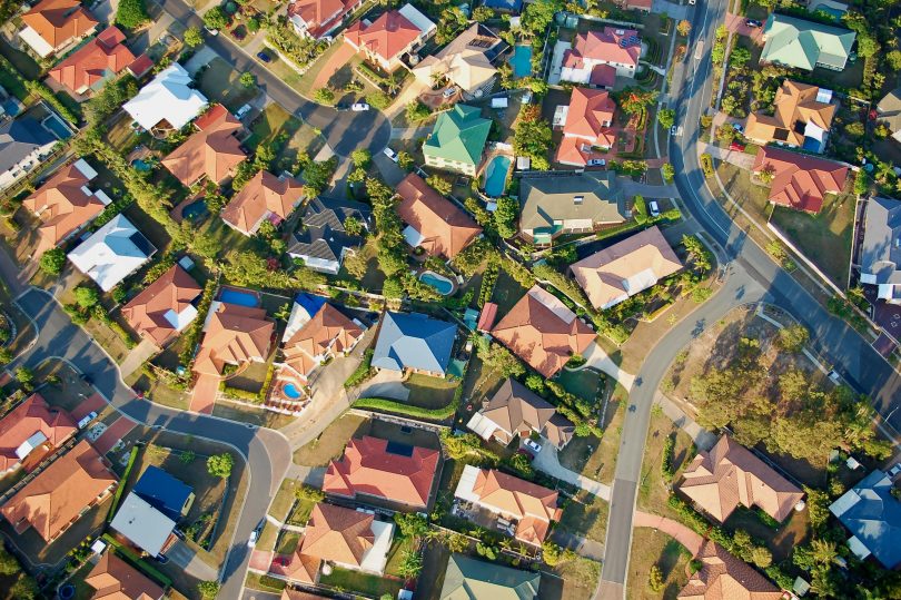 aerial shot of houses