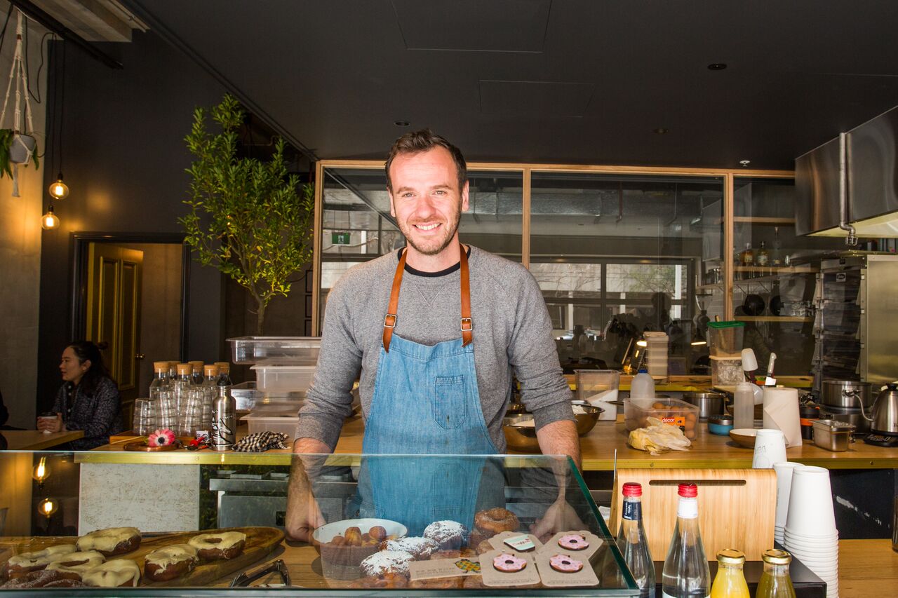 Delectable doughnuts doing a roaring trade down No Name Lane