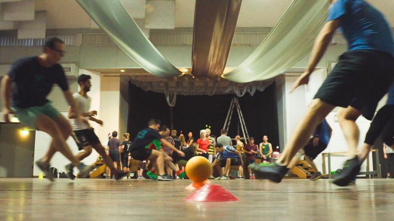 ball on indoor court