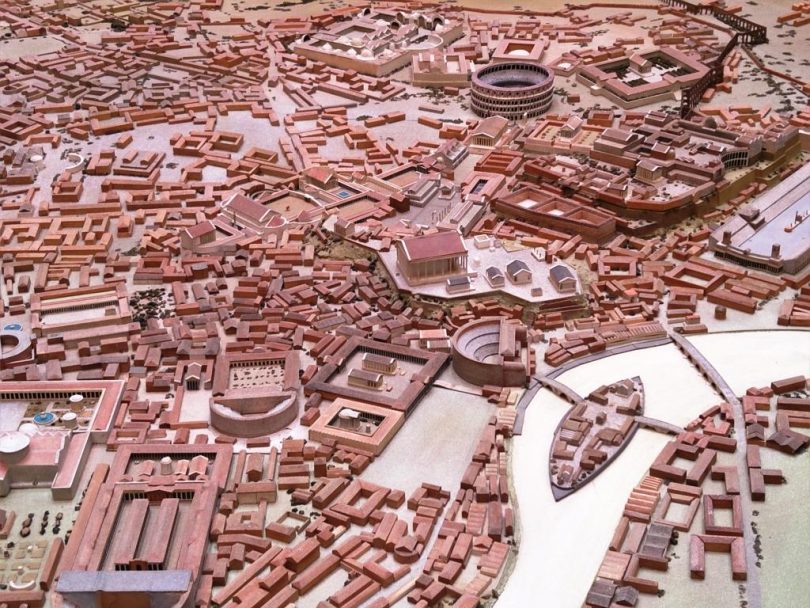 This scale model of ancient Rome shows the centre of Rome at the end of 2nd century AD. It was created by Errol B David OAM in 1976.