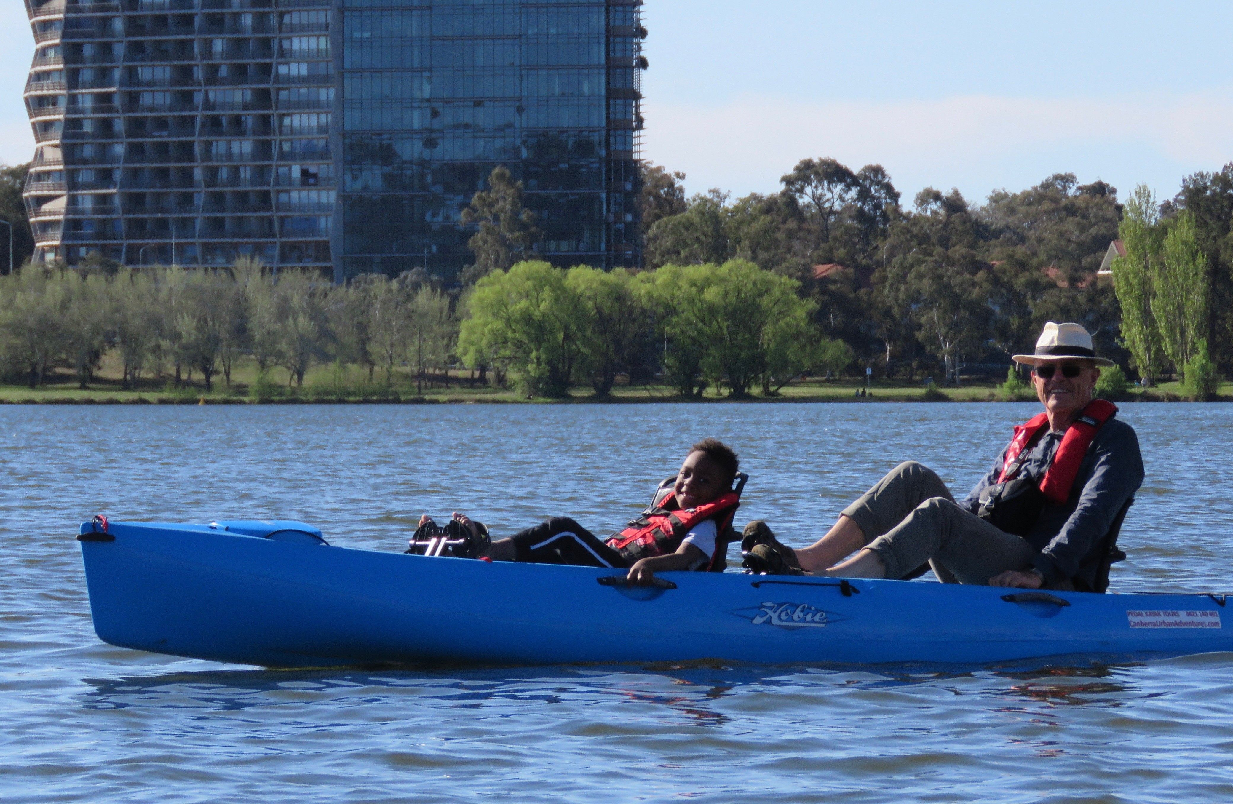 Guided pedal-driven kayak tours offer new way to explore Lake Burley Griffin