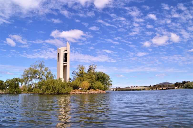 The National Carillion (bell tower) and Aspen Island. Photo by Glynis Quinlan.