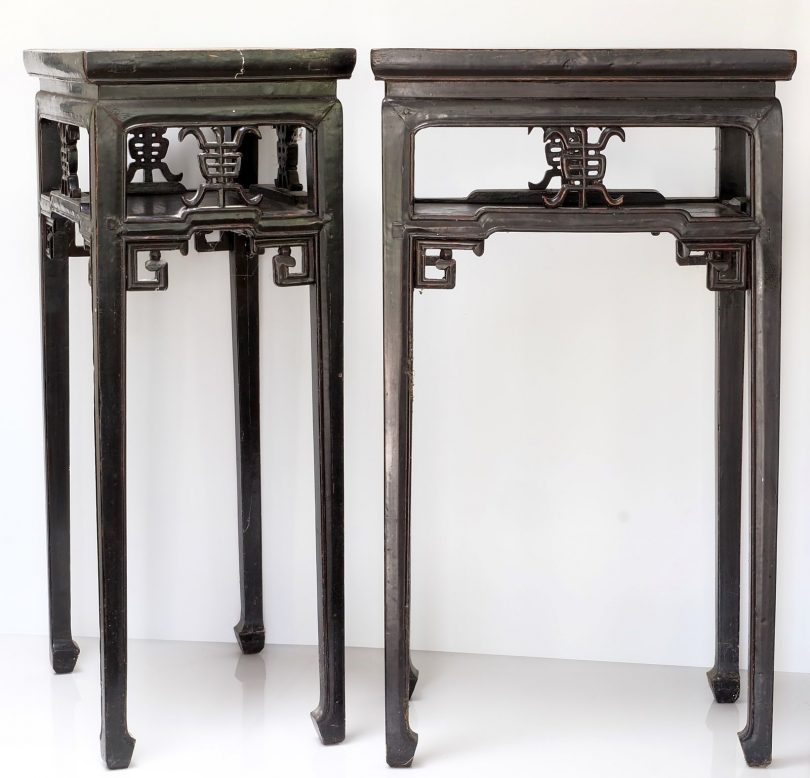 Pair of black lacquer stands