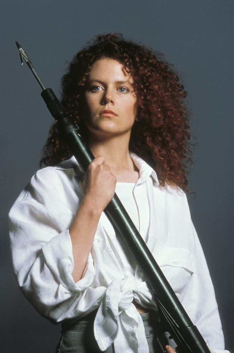 Nicole Kidman as Rae Ingram holding a spear gun by Jim Sheldon, Dead Calm, 1989, Courtesy Kennedy Miller Mitchell, National Film and Sound Archive of Australia