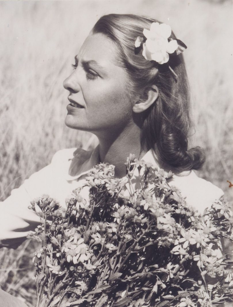 Daphne Campbell’s wedding portrait with wildflowers, The Overlanders, 1946, National Film and Sound Archive of Australia