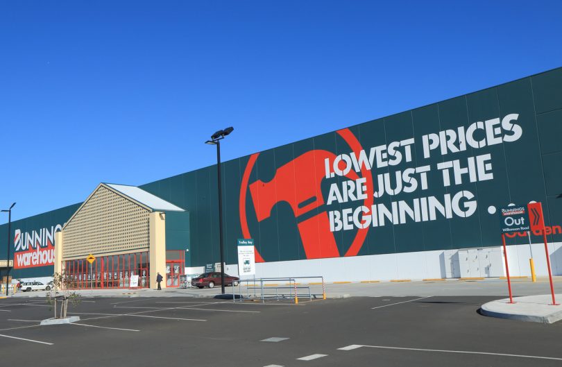 Exteriors shot of Bunnings Warehouse in Fyshwick